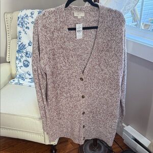 Loft Rose Marl Cardigan Sweater, Longer Length